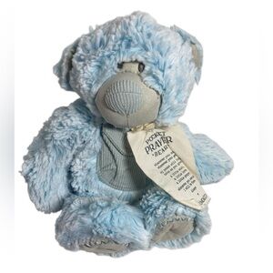 Demdaco Pocket Prayer Bear 11" Blue Stuffed Animal Plush 2022 Shower Baptism.